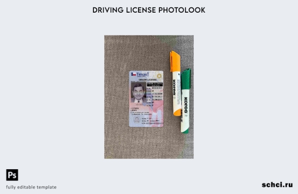 цифровая загрузка водительских прав США, Техас под шаблоном Photolook FRONT